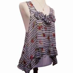 LIVING DOLL Asymmetrical Sheer Sleeveless Blouse
